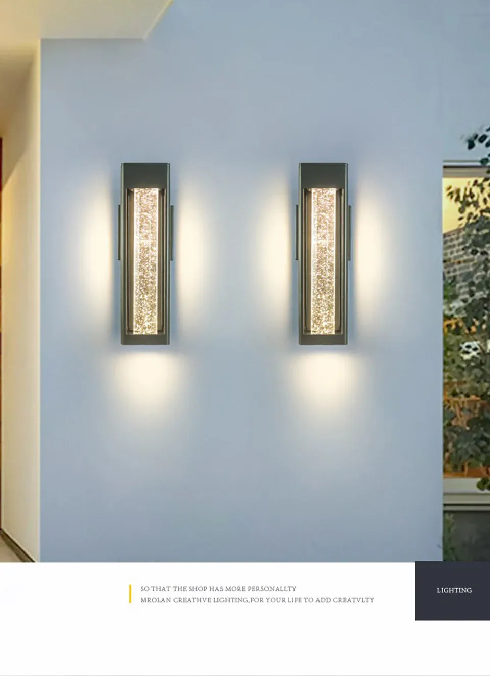 Verthara Premium Crystal Bubble Glass Exterior Wall Sconce