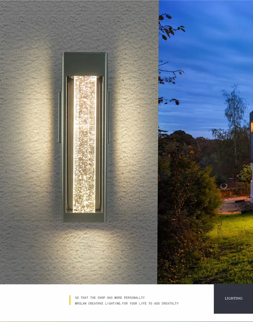 Verthara Premium Crystal Bubble Glass Exterior Wall Sconce