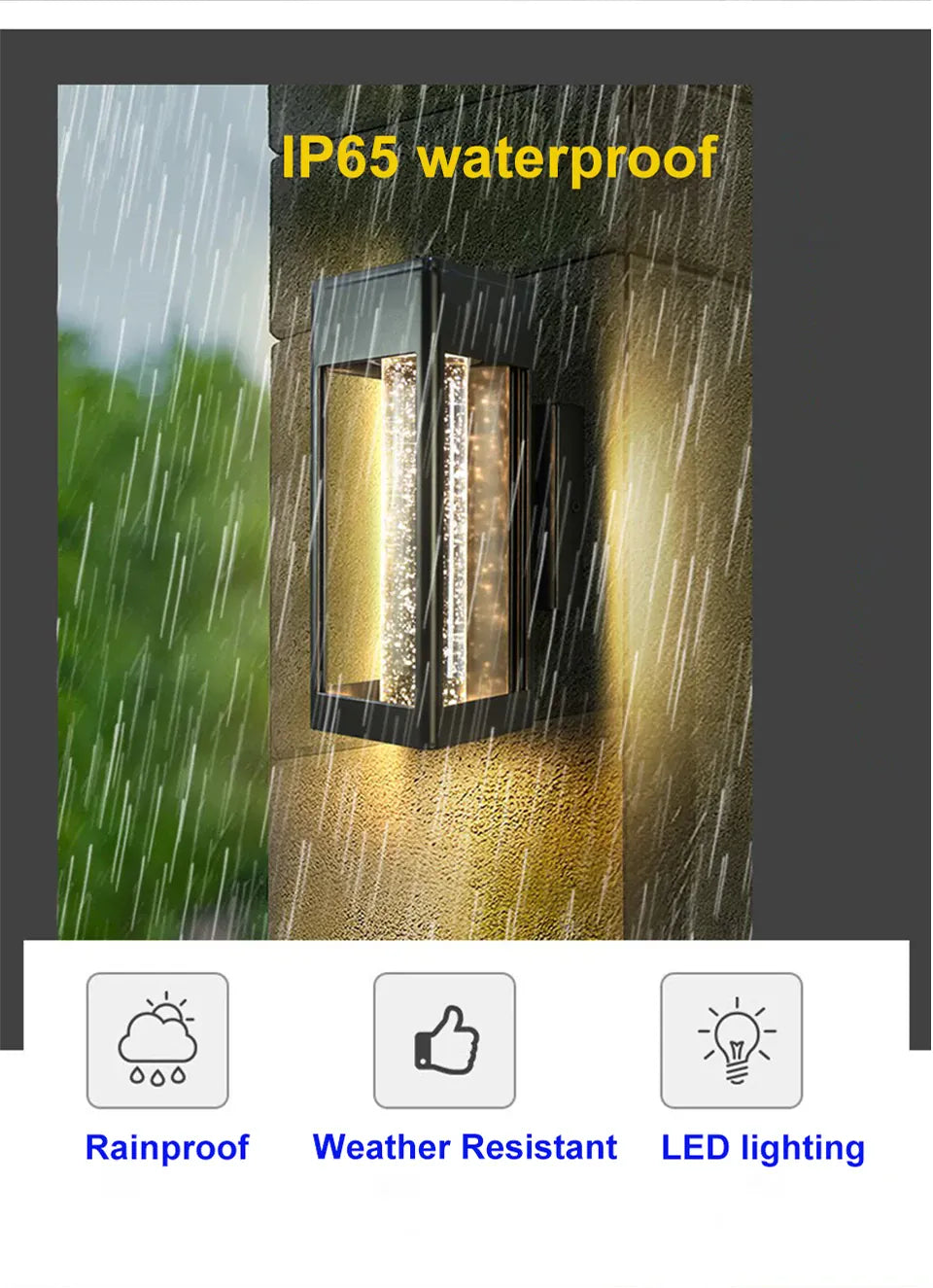 Verthara Premium Crystal Bubble Glass Exterior Wall Sconce