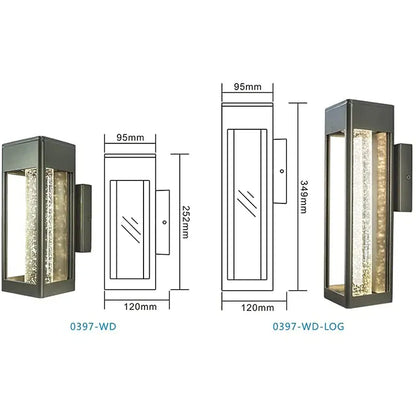Verthara Premium Crystal Bubble Glass Exterior Wall Sconce