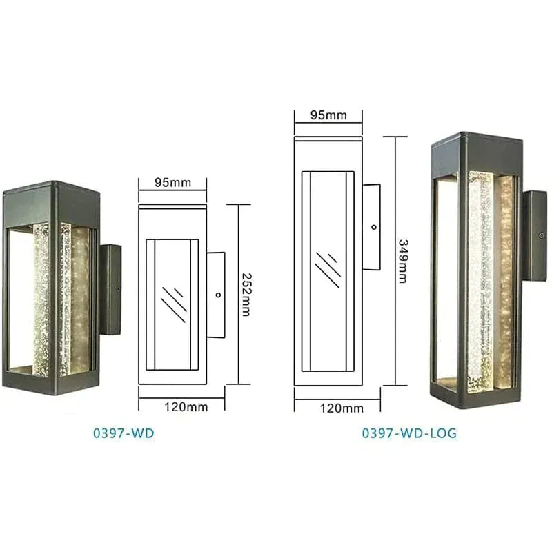Verthara Premium Crystal Bubble Glass Exterior Wall Sconce