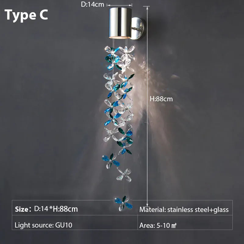 Verthara Premium Crystal Chain Wall Sconce C / Cool White(5500-7000K)