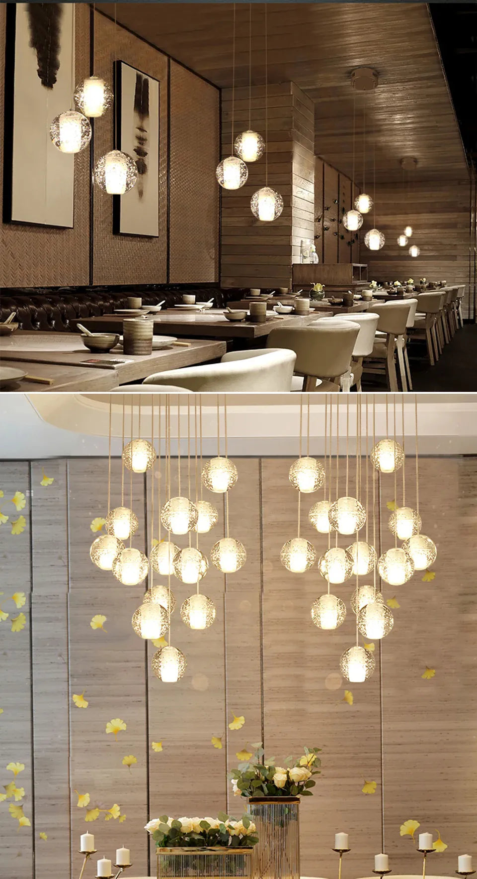 Verthara Premium Crystal Glass Ball Staircase Pendant