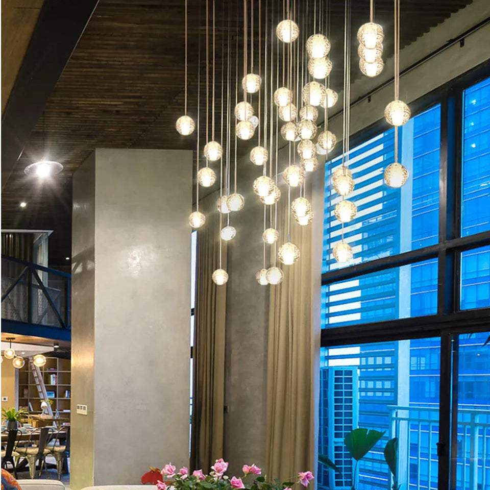 Verthara Premium Crystal Glass Ball Staircase Pendant