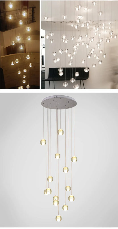 Verthara Premium Crystal Glass Ball Staircase Pendant