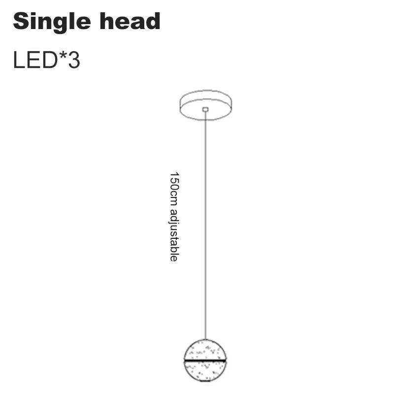 Verthara Premium Crystal Glass Ball Staircase Pendant 1 bulb / Cool white