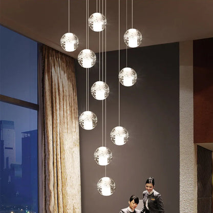 Verthara Premium Crystal Glass Ball Staircase Pendant