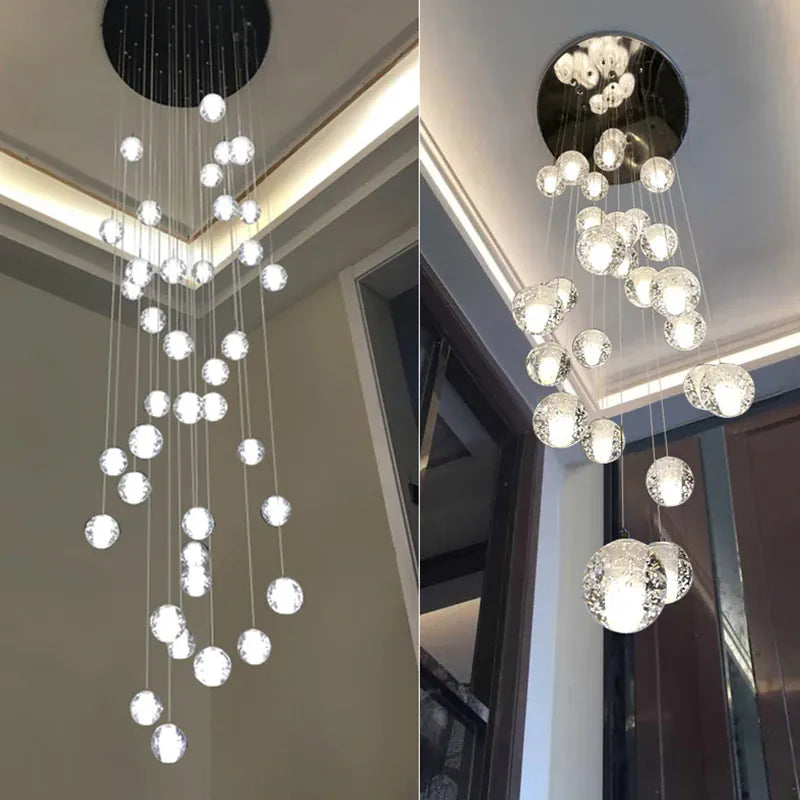 Verthara Premium Crystal Glass Ball Staircase Pendant