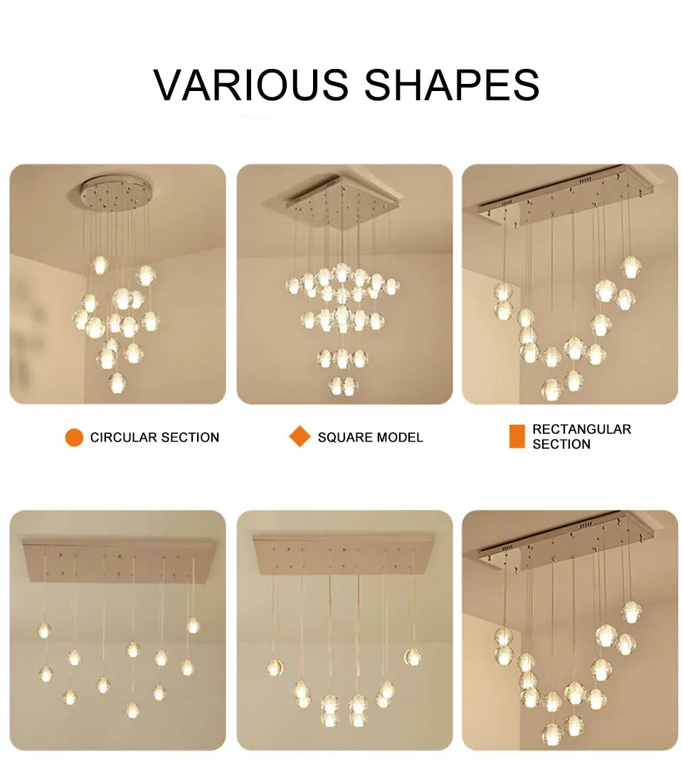 Verthara Premium Crystal Glass Ball Staircase Pendant