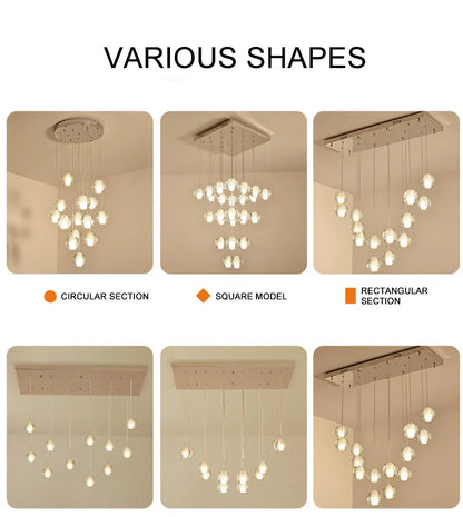 Verthara Premium Crystal Glass Ball Staircase Pendant