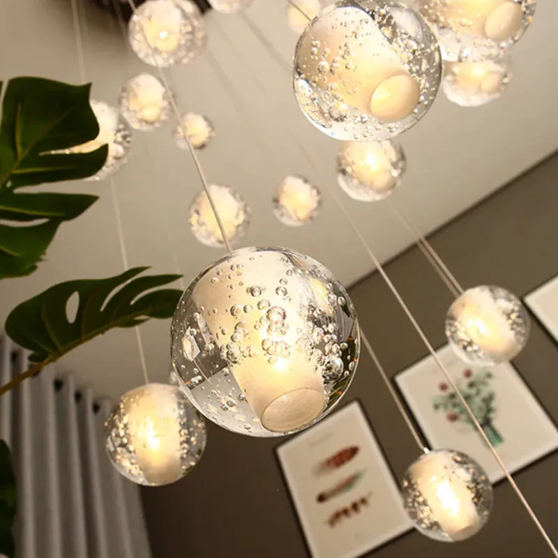 Verthara Premium Crystal Glass Ball Staircase Pendant