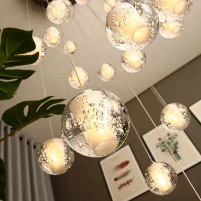 Verthara Premium Crystal Glass Ball Staircase Pendant