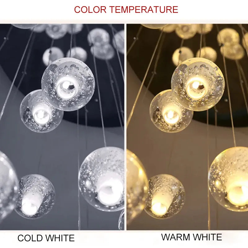 Verthara Premium Crystal Glass Ball Staircase Pendant