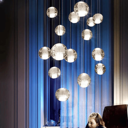 Verthara Premium Crystal Glass Ball Staircase Pendant