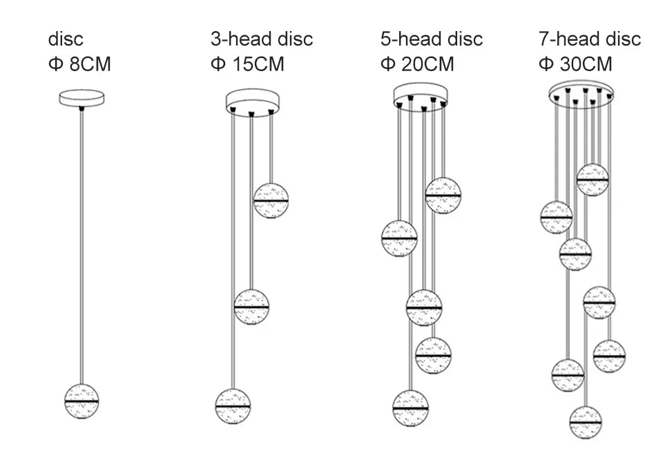 Verthara Premium Crystal Glass Ball Staircase Pendant