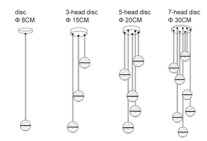 Verthara Premium Crystal Glass Ball Staircase Pendant