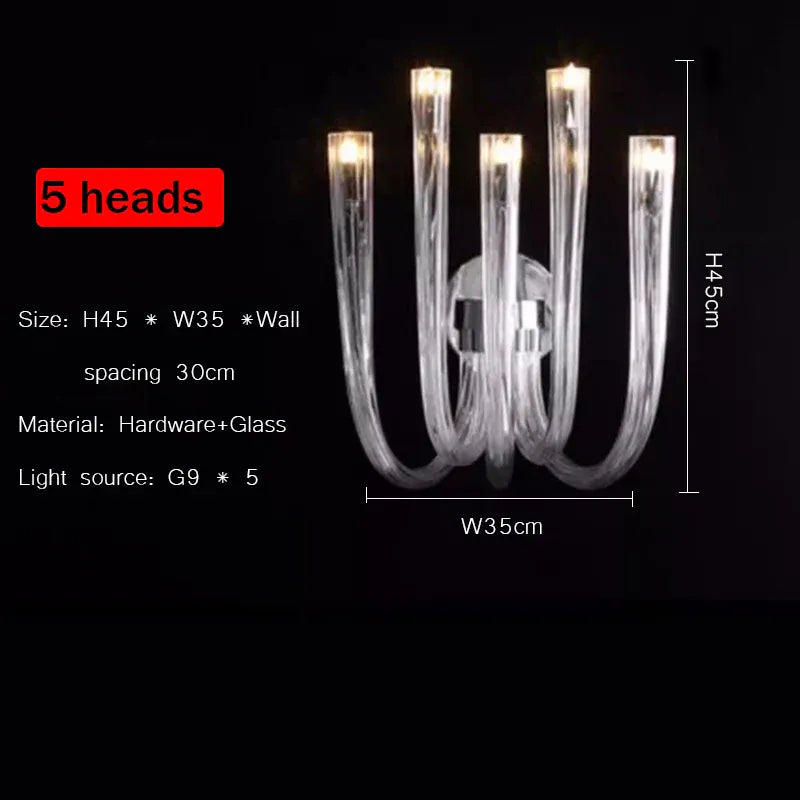 Verthara Premium Crystal Glass Pendant Lamp – J Tube Style – G9 Fitting – Modern Indoor Lighting – Elegant Design - Ideal For Living Room And Bedroom 5 heads / warm light 3000k