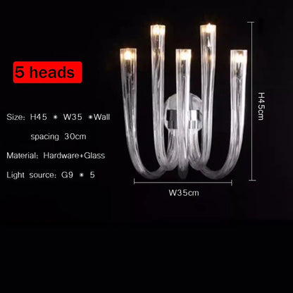 Verthara Premium Crystal Glass Pendant Lamp – J Tube Style – G9 Fitting – Modern Indoor Lighting – Elegant Design - Ideal For Living Room And Bedroom 5 heads / warm light 3000k