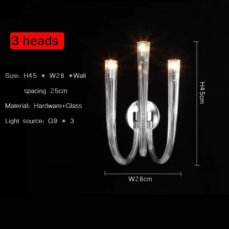 Verthara Premium Crystal Glass Pendant Lamp – J Tube Style – G9 Fitting – Modern Indoor Lighting – Elegant Design - Ideal For Living Room And Bedroom 3 heads / cold light 6000k