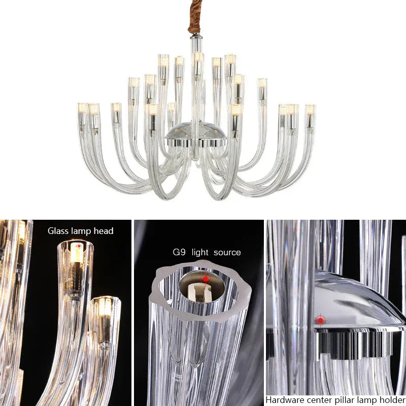 Verthara Premium Crystal Glass Pendant Lamp – J Tube Style – G9 Fitting – Modern Indoor Lighting – Elegant Design - Ideal For Living Room And Bedroom