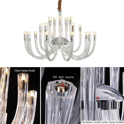 Verthara Premium Crystal Glass Pendant Lamp – J Tube Style – G9 Fitting – Modern Indoor Lighting – Elegant Design - Ideal For Living Room And Bedroom