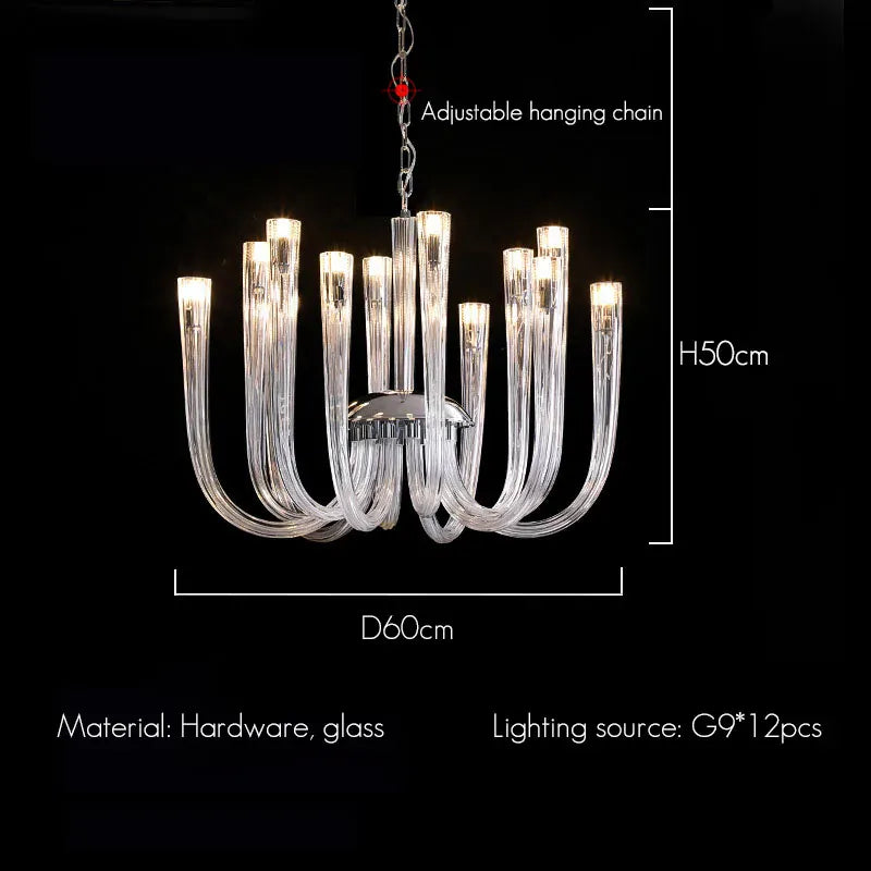 Verthara Premium Crystal Glass Pendant Lamp – J Tube Style – G9 Fitting – Modern Indoor Lighting – Elegant Design - Ideal For Living Room And Bedroom