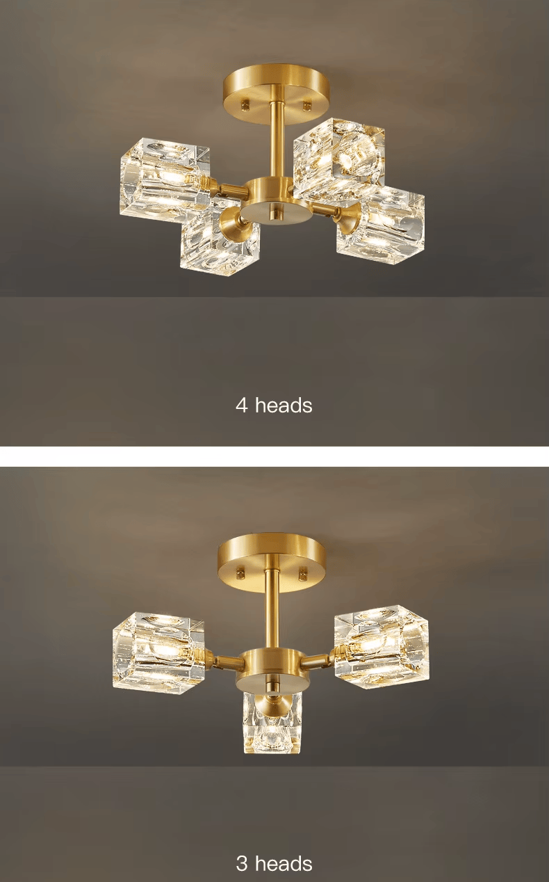 Verthara Premium Crystal Gold Semi-Flush Ceiling Light