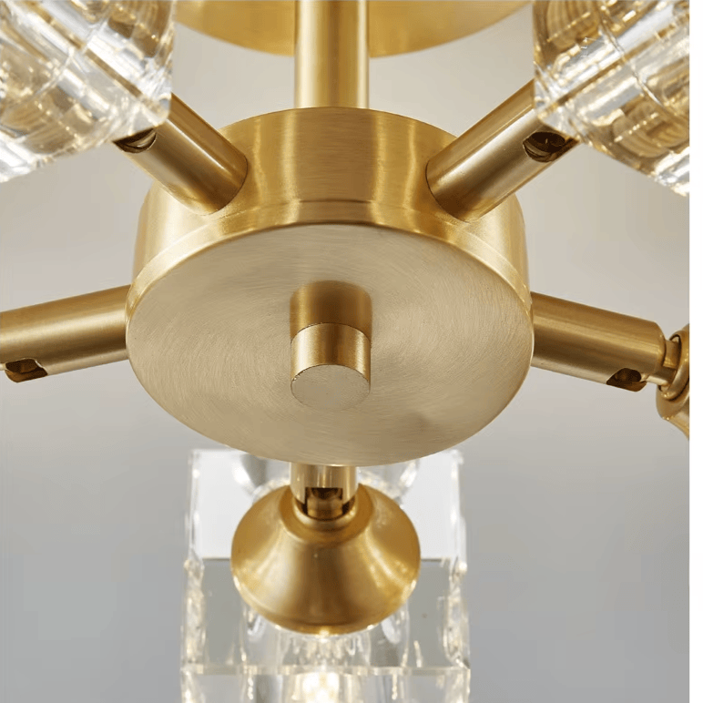 Verthara Premium Crystal Gold Semi-Flush Ceiling Light