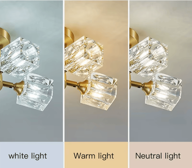 Verthara Premium Crystal Gold Semi-Flush Ceiling Light