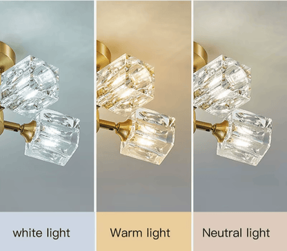 Verthara Premium Crystal Gold Semi-Flush Ceiling Light