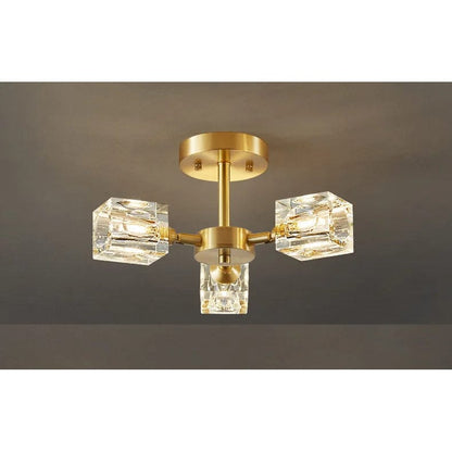 Verthara Premium Crystal Gold Semi-Flush Ceiling Light
