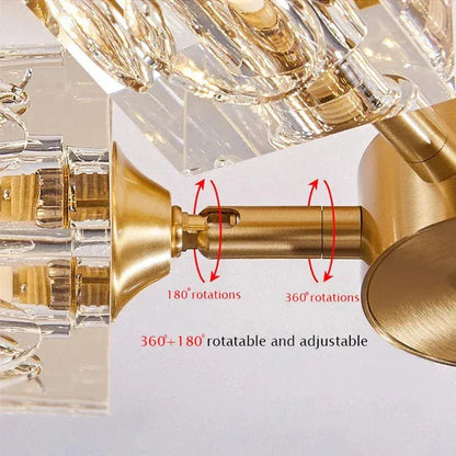 Verthara Premium Crystal Gold Semi-Flush Ceiling Light