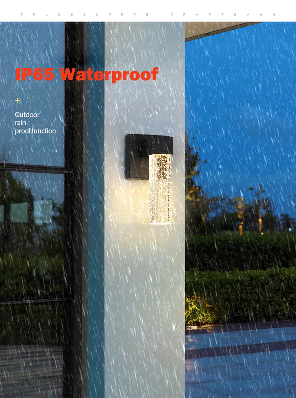 Verthara Premium Crystal IP65 Outdoor Wall Sconce