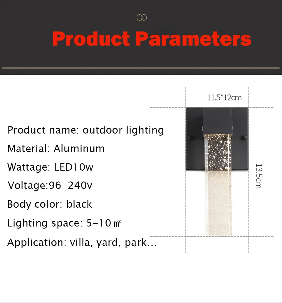 Verthara Premium Crystal IP65 Outdoor Wall Sconce