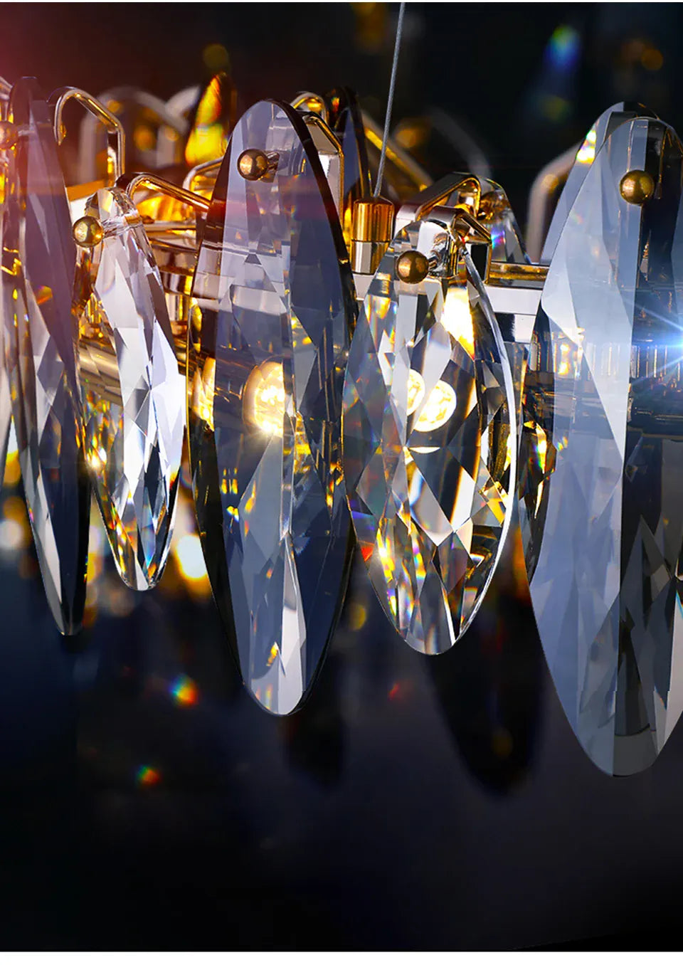 Verthara Premium Crystal & Iron Round Wave Pendant Chandelier