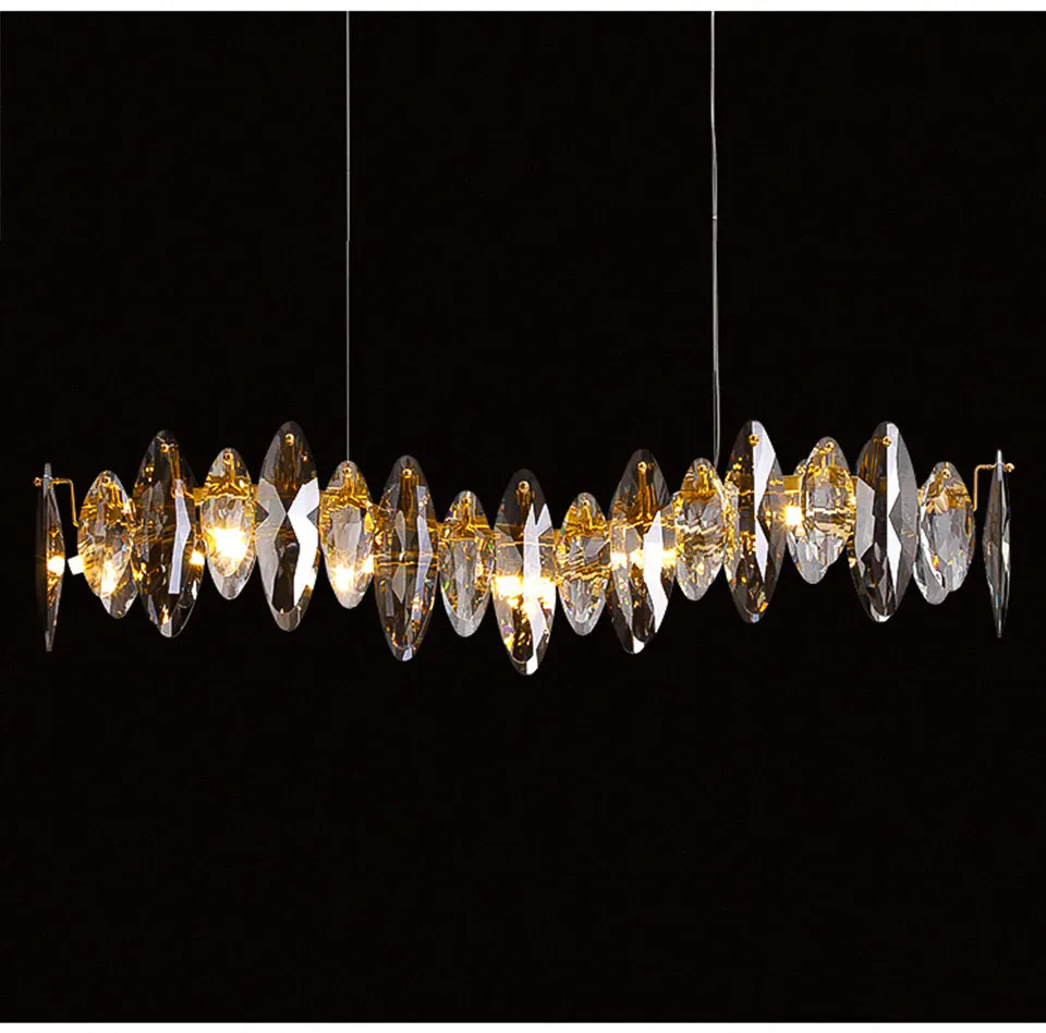 Verthara Premium Crystal & Iron Round Wave Pendant Chandelier