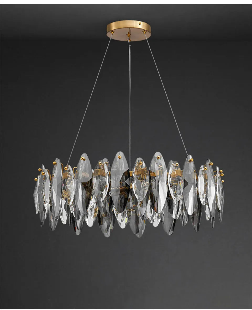Verthara Premium Crystal & Iron Round Wave Pendant Chandelier
