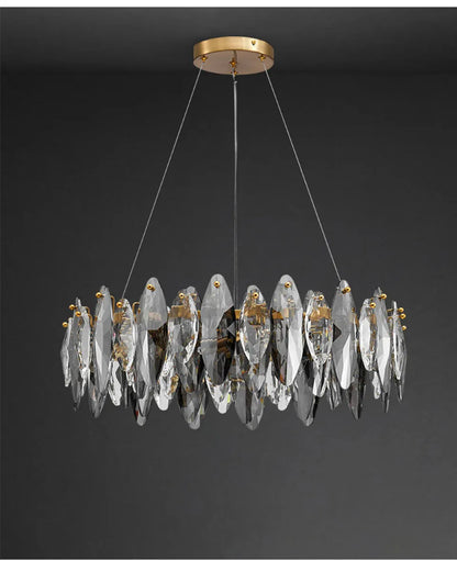 Verthara Premium Crystal & Iron Round Wave Pendant Chandelier