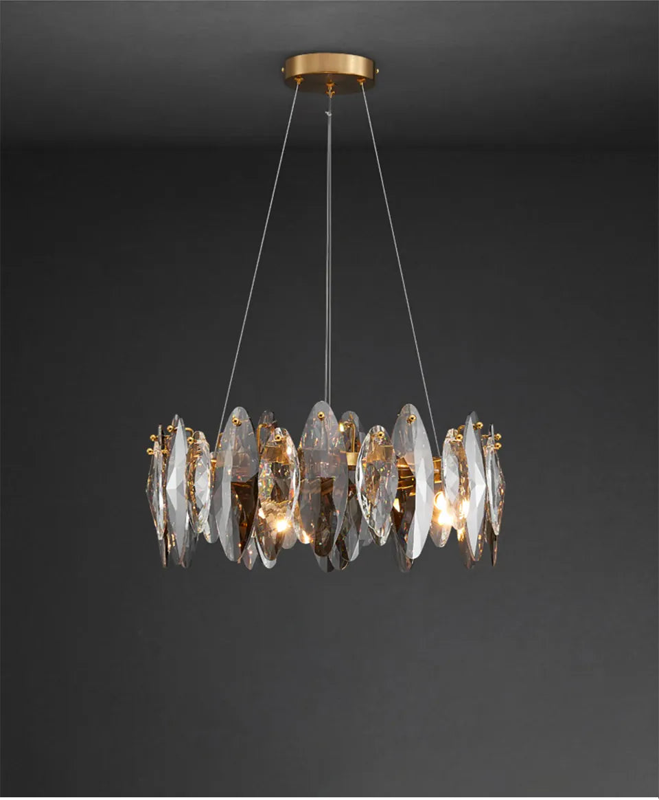Verthara Premium Crystal & Iron Round Wave Pendant Chandelier