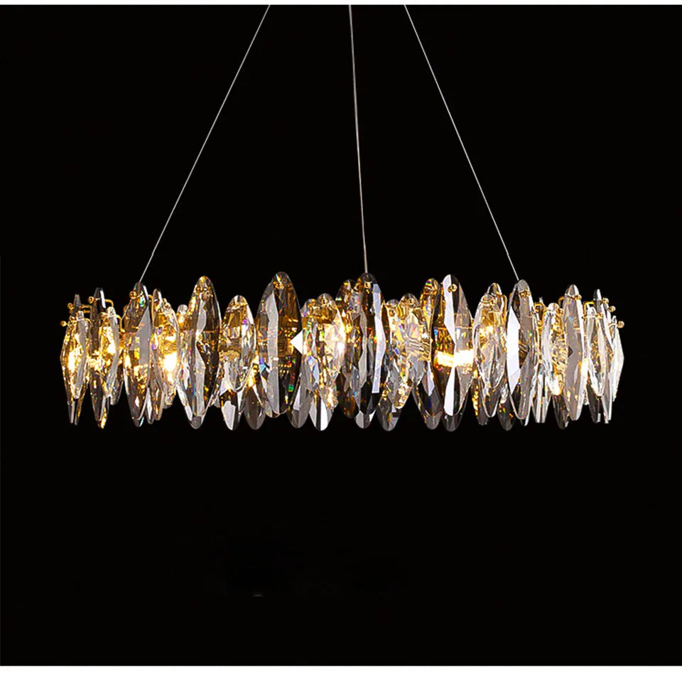 Verthara Premium Crystal & Iron Round Wave Pendant Chandelier
