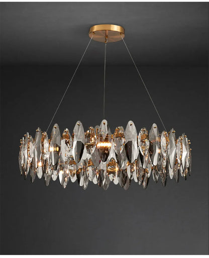 Verthara Premium Crystal & Iron Round Wave Pendant Chandelier