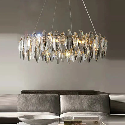 Verthara Premium Crystal & Iron Round Wave Pendant Chandelier