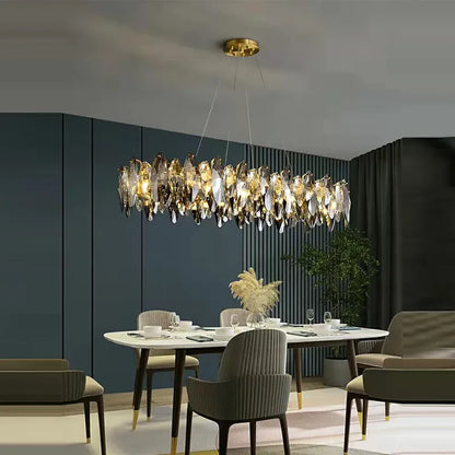 Verthara Premium Crystal & Iron Round Wave Pendant Chandelier