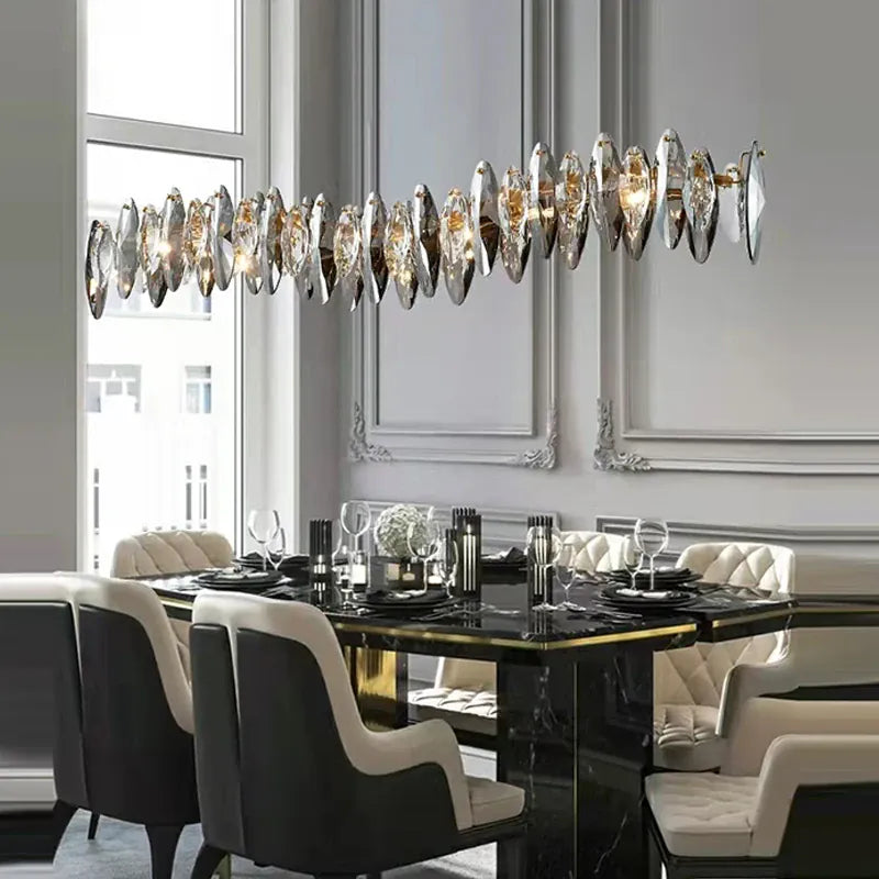 Verthara Premium Crystal & Iron Round Wave Pendant Chandelier