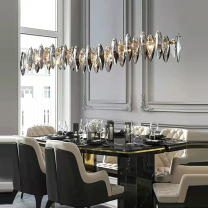 Verthara Premium Crystal & Iron Round Wave Pendant Chandelier