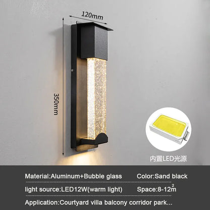 Verthara Premium Crystal LED Outdoor Wall Light PIR & IP65 cold  white / H35cm Power supply