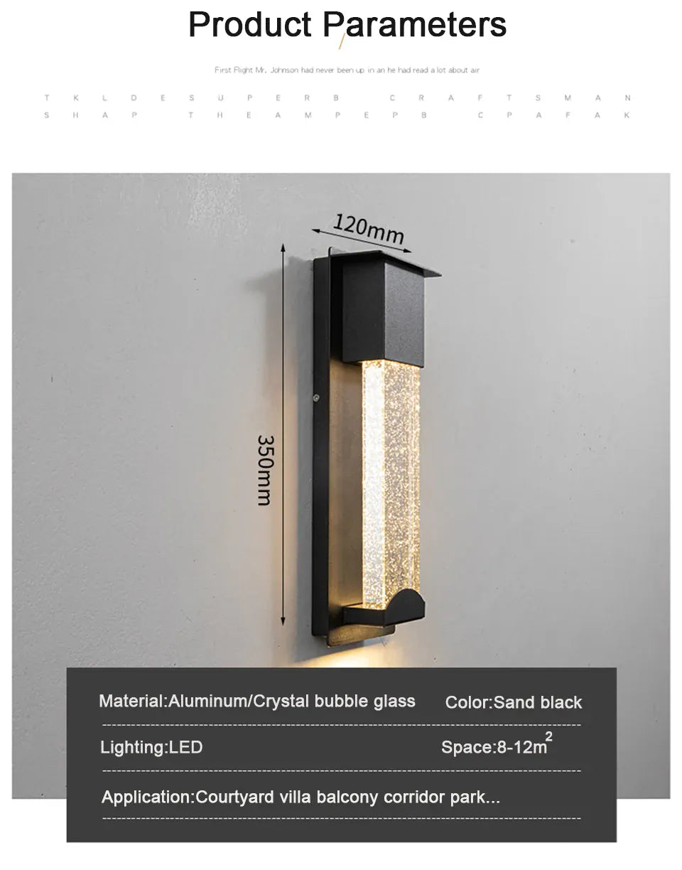 Verthara Premium Crystal LED Outdoor Wall Light PIR & IP65