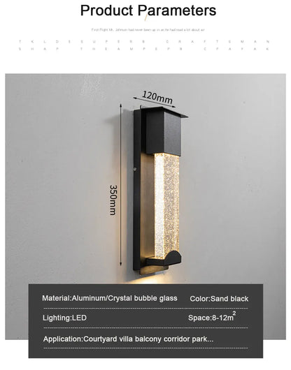 Verthara Premium Crystal LED Outdoor Wall Light PIR & IP65