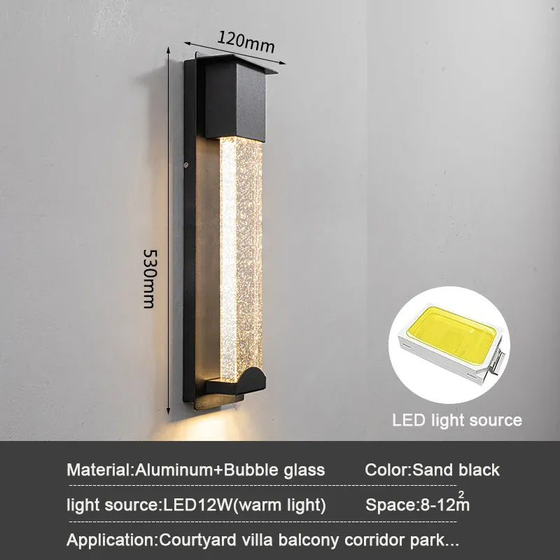 Verthara Premium Crystal LED Outdoor Wall Light PIR & IP65 cold  white / H53cm Power supply