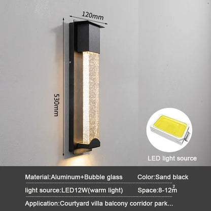 Verthara Premium Crystal LED Outdoor Wall Light PIR & IP65 cold  white / H53cm Power supply